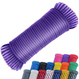 SMART&CASUAL 100 ft 1/4" Nylon Poly Rope Strong Utility Polyester Cord for Clothes Line Flag Pole Camping Crafting (Purple)
