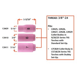 SÜA - Consumables Kit for 9-20-25 Series TIG Torches with Standard Set-Up - Sizes: 1/16'', 3/32'' and 1/8'' with Tungstens (Model: AK-4-STD-T)