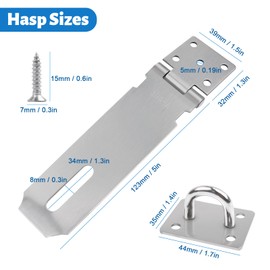 Yeepeo Padlock Hasp and Staple 5 Inch, Stainless Steel Shed Lock Hasp Heavy Duty Shed Door Latch Clasp Lock Padlock Staple Gate Lock Latch Security Hasp Staple Lock for Door Shed Window Cabinet