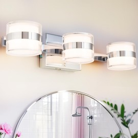 Lawyettle 3-Light Bathroom Light Fixtures, 19.7" Bathroom Lights Over Mirror, Modern Wall Sconces with 3CCT Adjustable, Chrome Vanity Lights for Bathroom Makeup Hallway