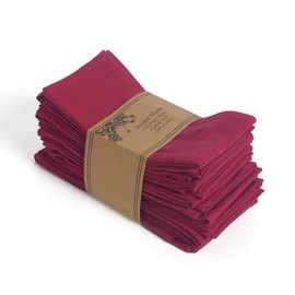 ACCENTHOME Cloth Napkins Set of 12 18x18 inch 100% Cotton Dinner Napkin Washable Hotel Quality Reusable Kitchen & Table Linen for Fall Thanksgiving Family Dinners Weddings & Everyday Use - Burgundy