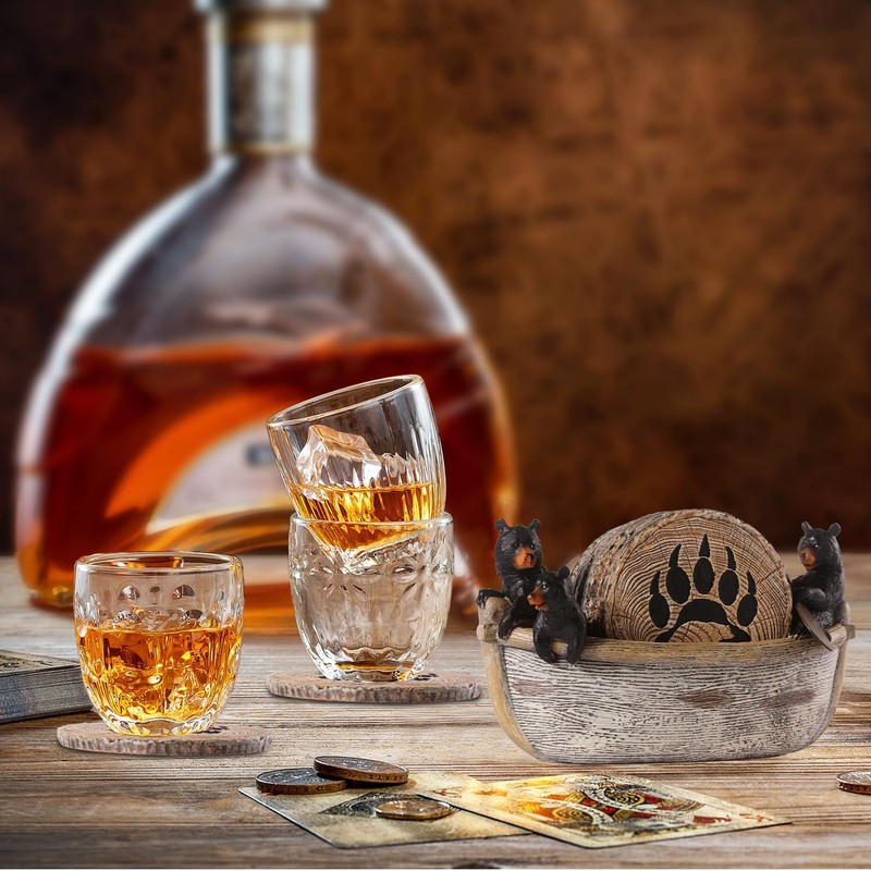 Bear Coasters - 8 Full Size Rustic Coasters for Log