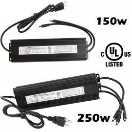 Smarts UL listed LED SIGN POWER DRIVER 12V 150W 250w waterproof IP67 +AC PLUG & DC Plug - 250w 20.83A