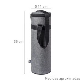 TIENDA EURASIA® Portable Fabric Cooler Bag with Insulation, Zip Closure, Adjustable Shoulder Strap, Reinforced Base, Bottle Size - Diameter 11 x 35 cm