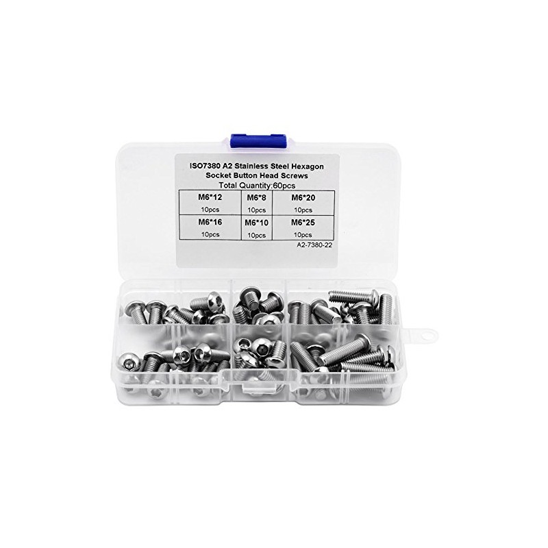 Tornillos de Cabeza Hexagonal M6 60 Unidades con Tuercas Acero