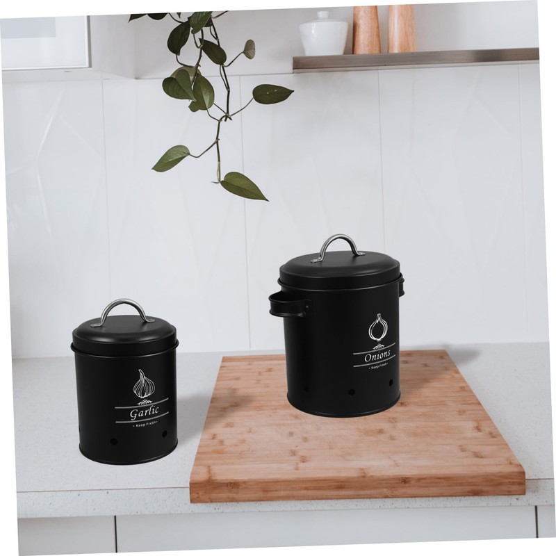 Ciieeo 2pcs Vegetable Storage Tins Lightblocking Onion and Potato Canisters
