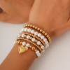 Octwine Boho Dainty Gold Stackable Pearls Bracelets for Women Gold