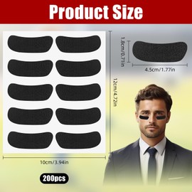 200PCS Black Under Eyeblack Strips Sticker, Baseball Football Softball Face Eyeblack Stickers, Under Eyeblack Strips for Baseball Softball Football Sports Occasion