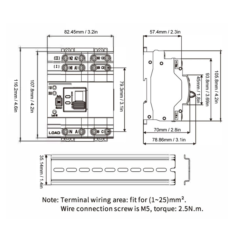 Dual Power Automatic Transfer Switch 4P 16A PC Grade Millisecond