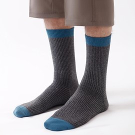 DAUCO 6 Pairs 100% Cotton Socks for Men Waffle Knitted Socks Breathable and Moisture Wicking Mens Dress Socks All-season Crew Socks