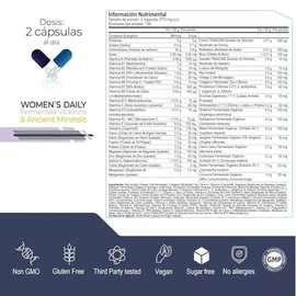 WOMENS DAILY MULTIVITAMIN AND ANCIENT MINERALS 4 en 1, 200 capsulas (1545mg por porcion) con Vitaminas, Minerales, Adaptogenos y Aminoacidos, Hormo Balance, by Eternal Nutrition - Ingredientes Naturales Premium de USA