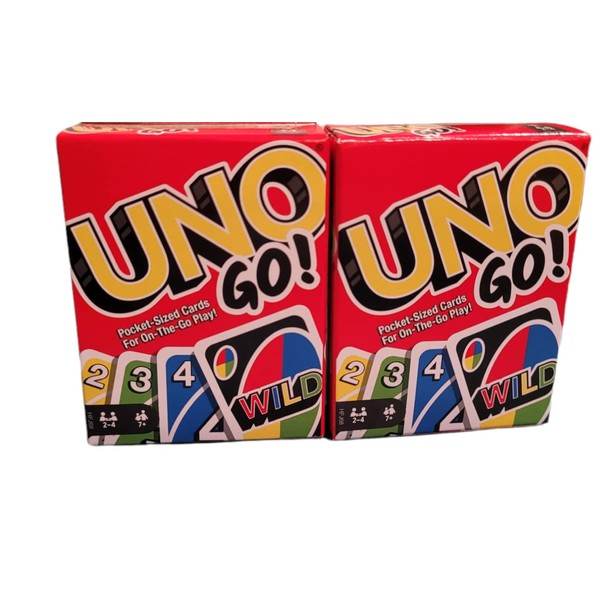 UNO GO! Pocket-Sized Cards for On The Go Play Mini Sized Playing Cards for Travel Stocking Stuffer Birthday Party Kids, Adults Family Game Night Color Matching Fun