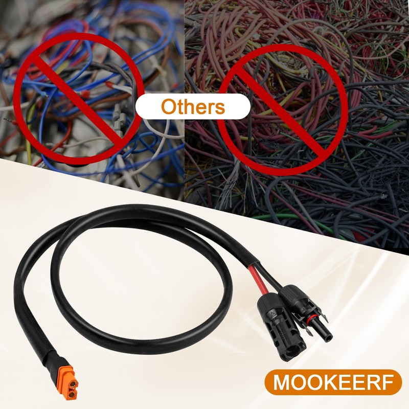 MOOKEERF Solar to XT60i Cable - 10AWG 30FT Solar Panel