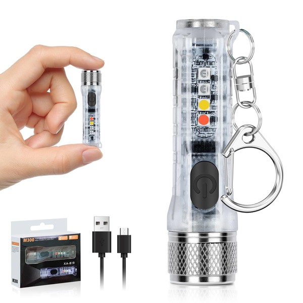 HUCOZY Handy Light, Mini Flashlight, USB-C Rechargeable, Keychain Light, LED,