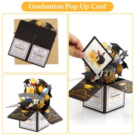 D4DREAM Graduation Pop Up Card - 3D Graduation Card 2024 with Envelope Notecard Congratulations Greeting Card