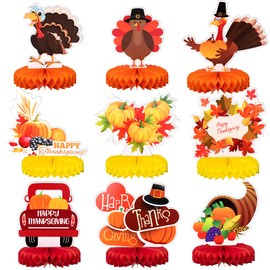 KatchOn, Thanksgiving Centerpieces For Tables - Pack of 9 | Friendsgiving Decorations for Table | Thanksgiving Honeycomb Centerpieces, Thanksgiving Table Decorations | Thanksgiving Decorations Indoor
