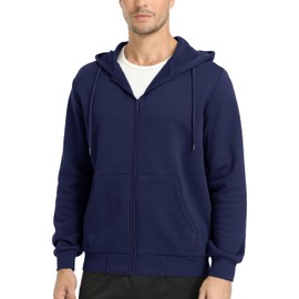MAGCOMSEN Mens Hoodies Zip Up Long Sleeve Fleece Lined Polar Fleece Jacket Pocket Hooded Sweatshirt Men Travel Active Sport Hoodies Navy XL