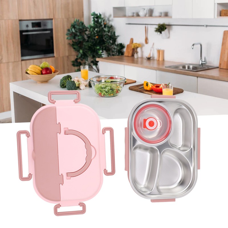 Stainless Steel Insulated Lunch Box 4 Grid Corrosion Prevention Rustproof