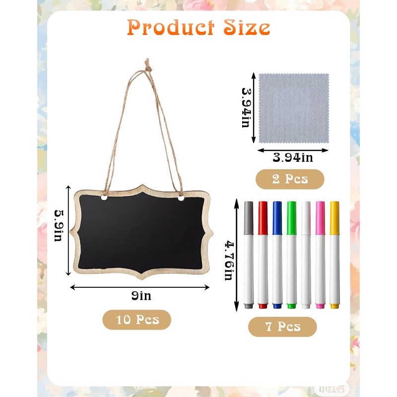 Gaahkai 10 PCS Large Hanging Chalkboard Signs, 9"x6" Reusable Double