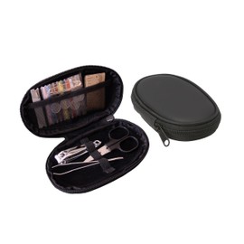 Lantelme 2 Piece Travel Sewing Set | Compact Sewing Accessories in Leather Zip Pocket | Versatile Contents | For Travel or Home | Sewing Kit with Needles, Sewing Thread, Buttons, Scissors, Nail