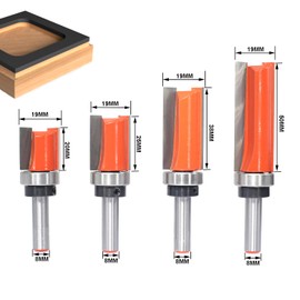 Sinoprotools Flush Cutter 8 mm Shaft Copy Cutter with Interchangeable Ball Bearing, Router Bit Pack of 4