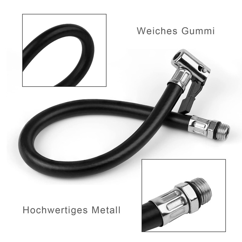 Tyre Inflator Hose 13mm Rubber Metal for Bicycles, Motorcycles and