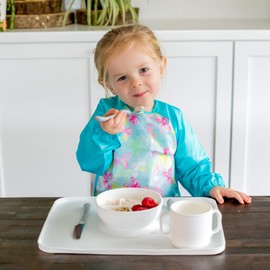 green sprouts Easy-wear Long Sleeve Bib | Waterproof Protection | Flipped Pocket, Soft Material, Easy Clean Smock