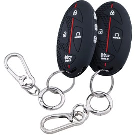 RUNZUIE 2Pcs 7 Buttons Smart Key Fob Cover for 2025 2024 Hyundai Elantra Santa Fe Tucson Kona Sonata Ioniq (Black)