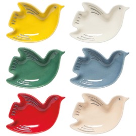 Now Designs Bird Shaped Ceramic Pinch Bowl Set, Soy Sauce Dish, Set of 6