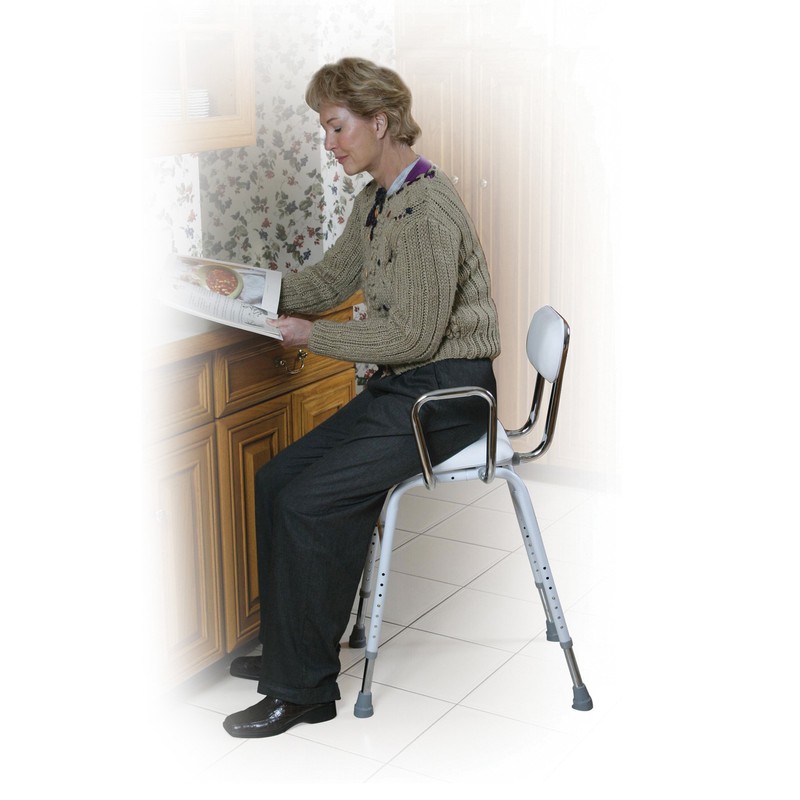 Drive Medical 12455 Adjustable Height Stool with Back and Arms