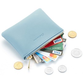 Chelmon Vegan Leather Coin Purse Pouch Change Purse With Zipper For Men Women (Blue Classic)