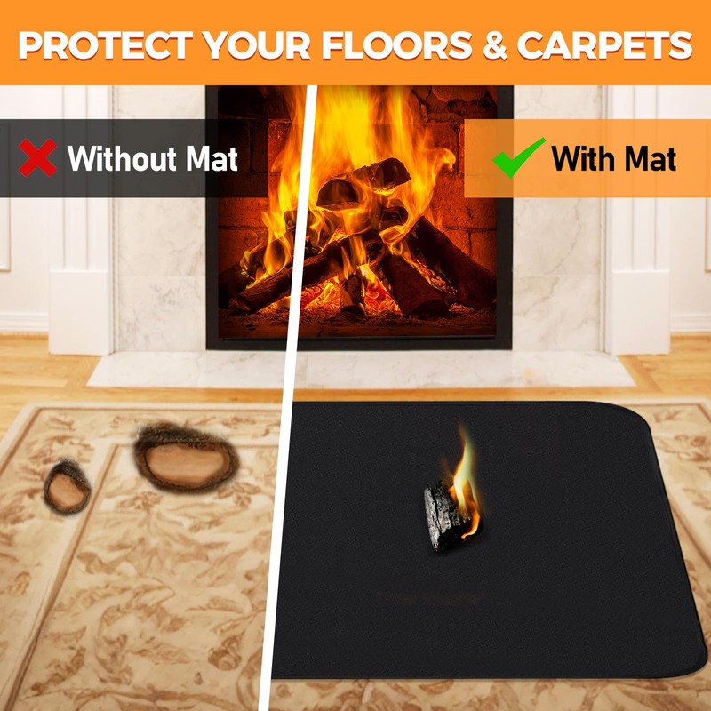 TOHONFOO Fireplace Mat, 2' x 3'6' x 0.04' Fireplace Rug,