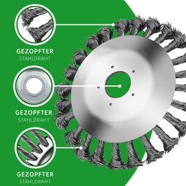 XZEIT Weed Brush Cutter - High Quality Wild Herb Brush for Brush Cutter - 150 x 25.4 mm Bore - Wire Brush Cutter for Effective Weed Removal, Wire Brush Cutter