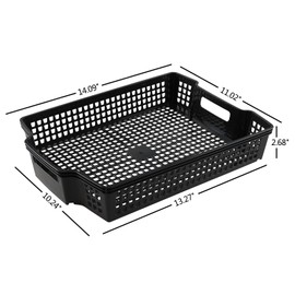 Yuright 6 Packs Plastic Stacking A4 Paper Storage Basket Tray, Black