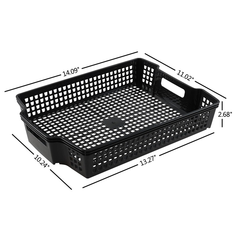 Yuright 6 Packs Plastic Stacking A4 Paper Storage Basket Tray,