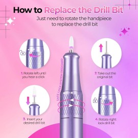 GOLEEXU Nail Drill Electric File: 40000RPM Professional E File Kit E Purple