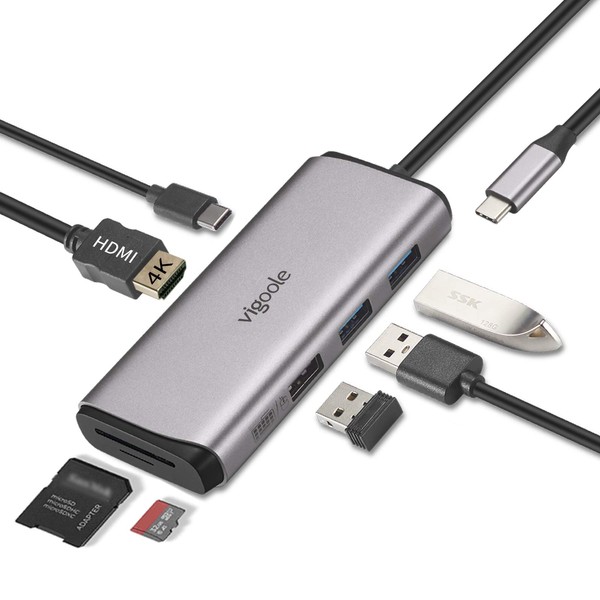 vigoole USB C HUB 7-in-1 USB Type C Hub USB3.0X2