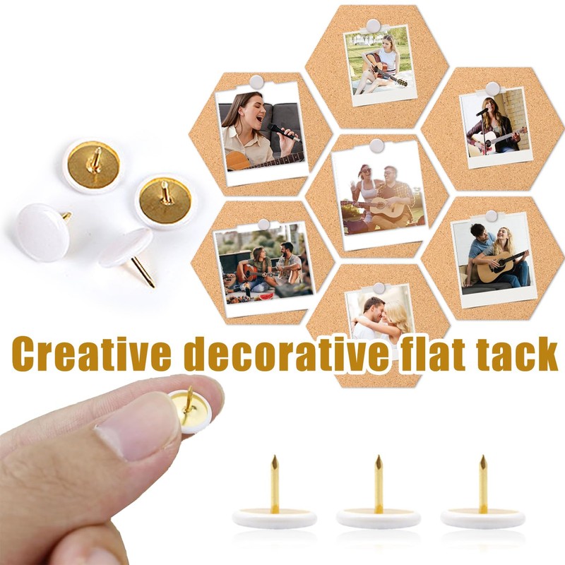 100 Pcs Drawing Pins – White Push Pins, Thumbtacks for