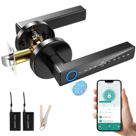 CAILESER Cerradura Inteligente Electronica 5 en 1, 0.3s Desbloquear, Código de Privacidad, Huella Digital/Tarjeta IC/Contraseña/APP/Llave Mecánica, Fácil de Instalar, para Hogar, Oficina, Hotel