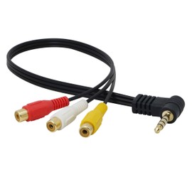 CERRXIAN 3.5mm 4 Pole Mini Plug L Plug Male to RCA (Red White Yellow) Female Cable AV Cable Converter AV Input Converter Cable Stereo Audio Video AV Adapter Cable for HDTV, MP3, MP4 (18 IN/50CM-Black)
