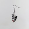 Bat Wings Skull Tombstone Dangle Earrings Silver Finish Pewter Black