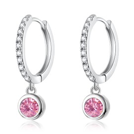 CiNily Small Dangle Hoop Earrings for Women Girls,14K White Gold Mini Huggie Hoop Earrings Hypoallergenic Diamond Drop Earrings Dainty Cute Cubic Zirconia Dangle Hoops Jewelry Gifts, Cubic Zirconia, created zircon gemstone