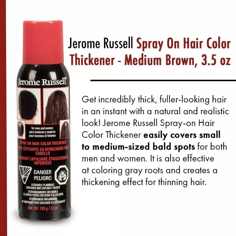 Jerome Russell Spray on Hair Color Thickener - Black 3.5oz