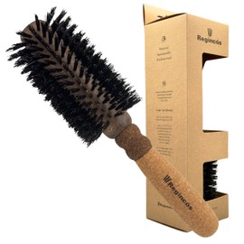 Regincós - Round Brush - Eco Cork Wood - E.Cork Black 860 Natural - Professional - Handmade - Large