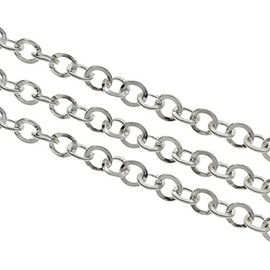 Perlin 3 metres, link chain, metal chain, round ring, curb chain, 5 mm, antique silver, jewellery chain, sold by the metre for jewellery making necklaces, bracelets, DIY crafts