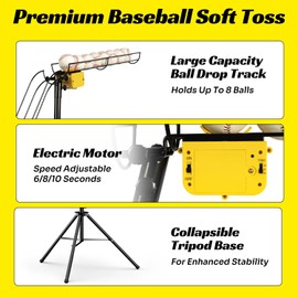JASCOPRO Electric Baseball Soft Toss Machine for Batting Practice