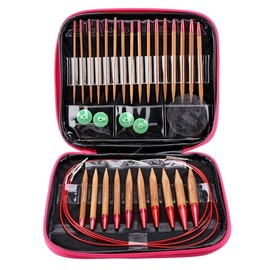 Circular Knitting Needles Ring Set Interchangeable Carbonized Bamboo Needles Set Aluminum