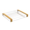 JUIOETUR Acrylic Serving Tray with Wooden Handles, Rectangle