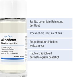 aknederm Tincture Sensitive 100 ml - Gentle Pore Deep Skin Cleansing & Disinfection - Cleans Especially Sensitive Blemished Skin Deep Pores - Zinc Facial Toner for Dry / Sensitive & Blemished Skin