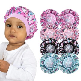 8 PCS Kids Bonnets for Girls, Silk Bonnet for Sleeping Kids, Toddler Bonnet Silk Bonnet for Kids with Soft Elastic Band, Baby Bonnet for Kids for All Hairstyles